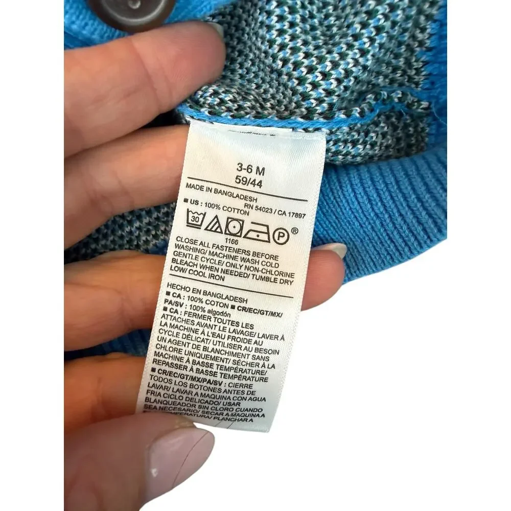 Old Navy Baby Blue Dog Intarsia Knit Cardigan Sweater NWT 3-6M Spring